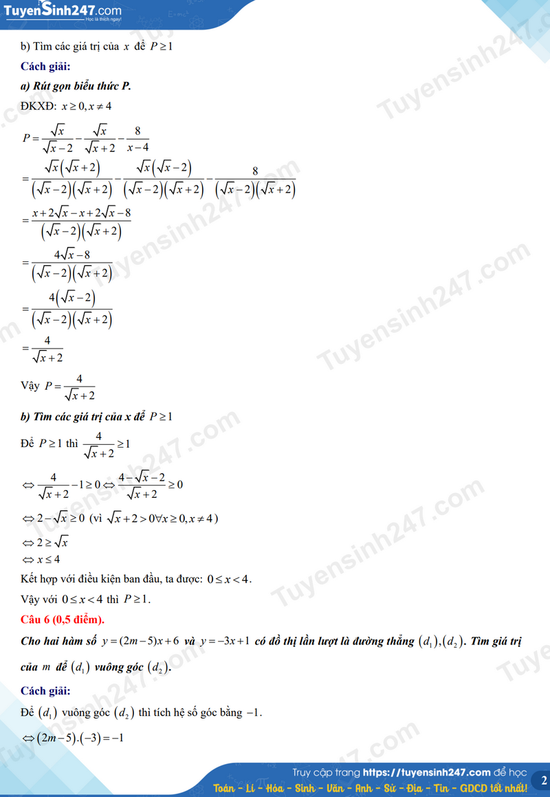 Đ&aacute;p &aacute;n đề thi tuyển sinh lớp 10 m&ocirc;n To&aacute;n L&agrave;o Cai năm 2024- Ảnh 4.