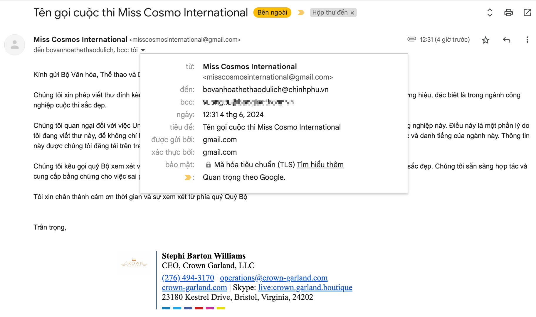 Miss Cosmos International tố Miss Cosmo Vietnam sao ch&eacute;p v&agrave; lợi dụng danh tiếng- Ảnh 2.