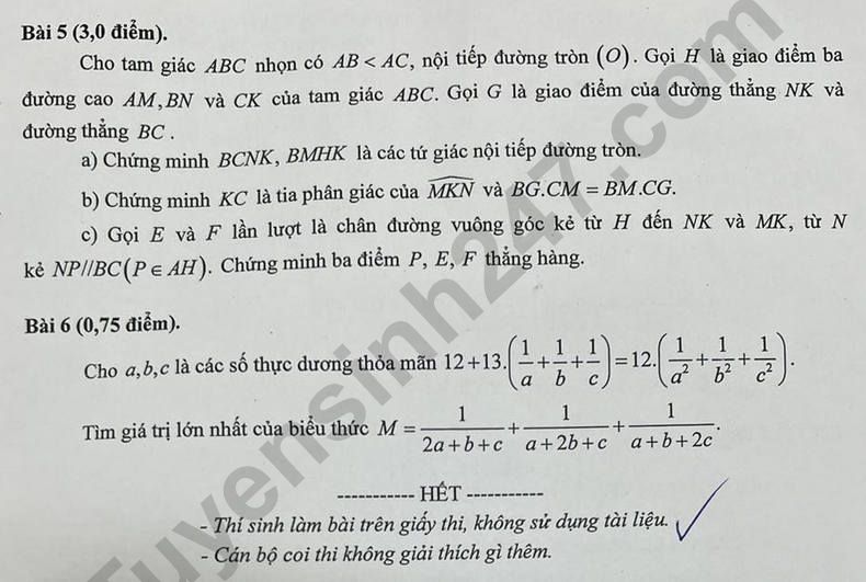 Đ&aacute;p &aacute;n đề thi tuyển sinh lớp 10 m&ocirc;n To&aacute;n Hải Ph&ograve;ng năm 2024- Ảnh 3.