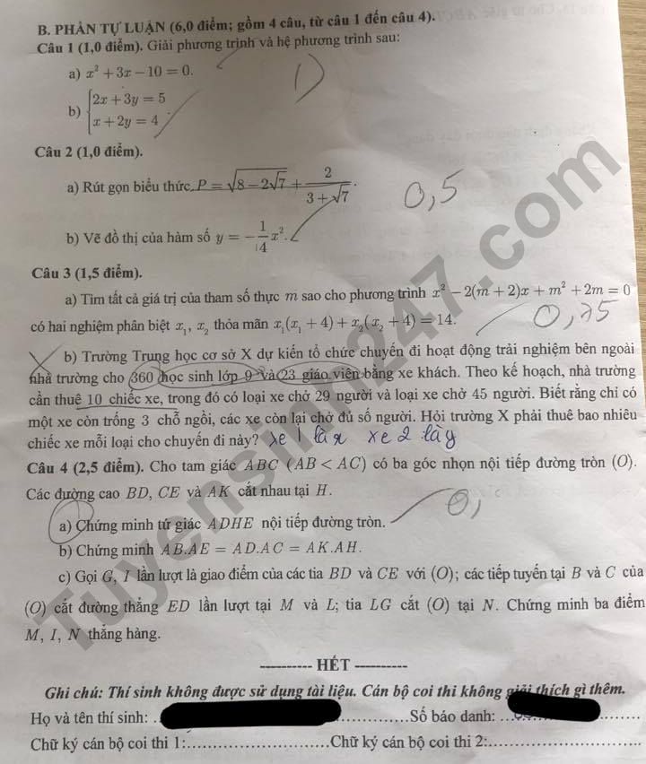 Đ&aacute;p &aacute;n đề thi tuyển sinh lớp 10 m&ocirc;n To&aacute;n Cần Thơ năm 2024- Ảnh 5.