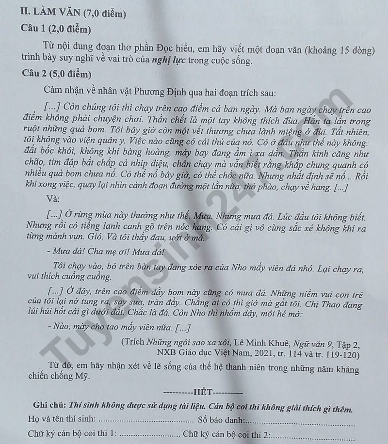 Đáp án đề thi tuyển sinh lớp 10 môn Ngữ văn Cần Thơ năm 2024- Ảnh 3. Đáp án đề thi tuyển sinh lớp 10 môn Ngữ văn Cần Thơ năm 2024- Ảnh 3.