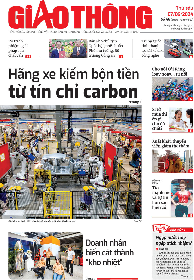 Trang nhất B&aacute;o Giao th&ocirc;ng số 46 ra ng&agrave;y 7/6/2024.