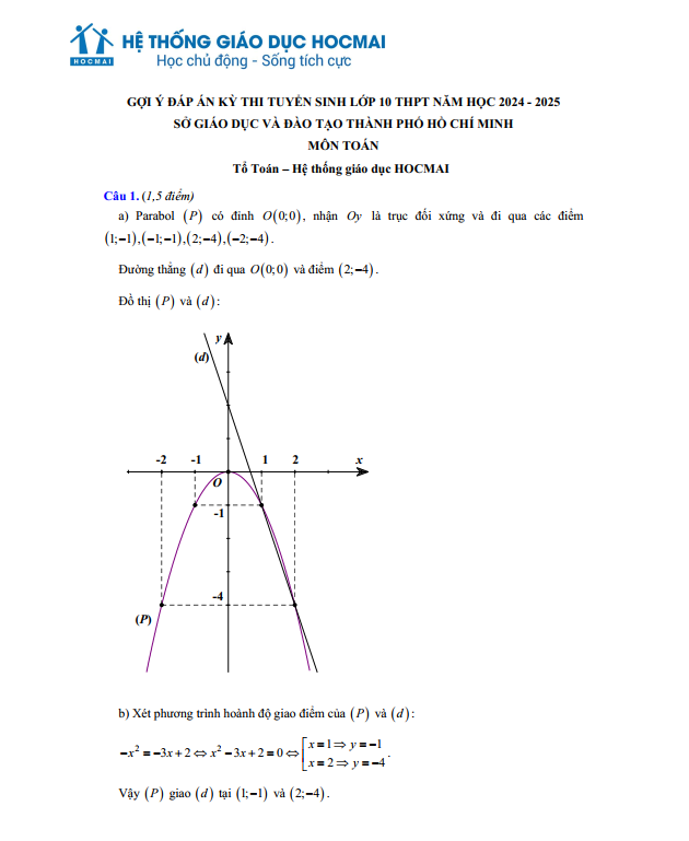 Đ&aacute;p &aacute;n đề thi tuyển sinh v&agrave;o lớp 10 m&ocirc;n To&aacute;n TP.HCM năm 2024- Ảnh 2.