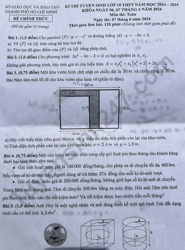 Đ&aacute;p &aacute;n đề thi tuyển sinh v&agrave;o lớp 10 m&ocirc;n To&aacute;n TP.HCM năm 2024- Ảnh 7.