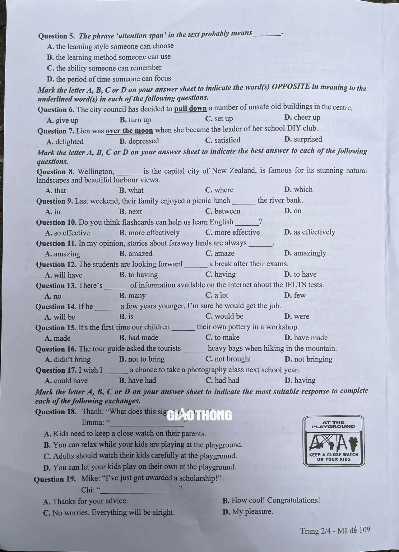 Đ&aacute;p &aacute;n đề thi tuyển sinh lớp 10 m&ocirc;n Tiếng Anh H&agrave; Nội năm 2024- Ảnh 27.