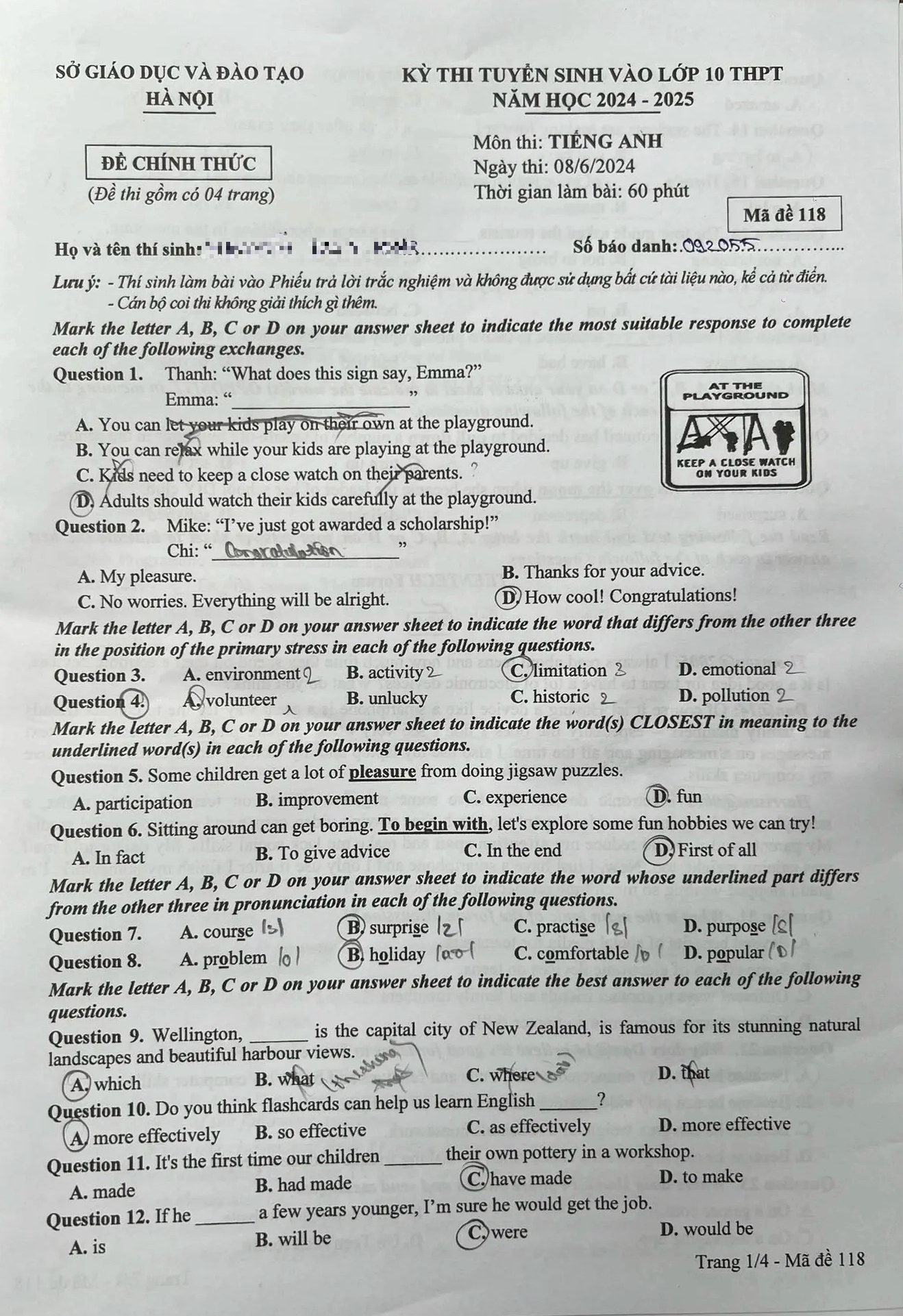 Đ&aacute;p &aacute;n đề thi tuyển sinh lớp 10 m&ocirc;n Tiếng Anh H&agrave; Nội năm 2024- Ảnh 30.