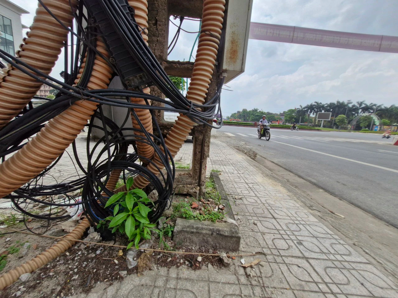 Thái Nguyên: Loạt hố ga mất nắp, cột điện hở lõi đe dọa ATGT- Ảnh 1. Thái Nguyên: Loạt hố ga mất nắp, cột điện hở lõi đe dọa ATGT- Ảnh 1.