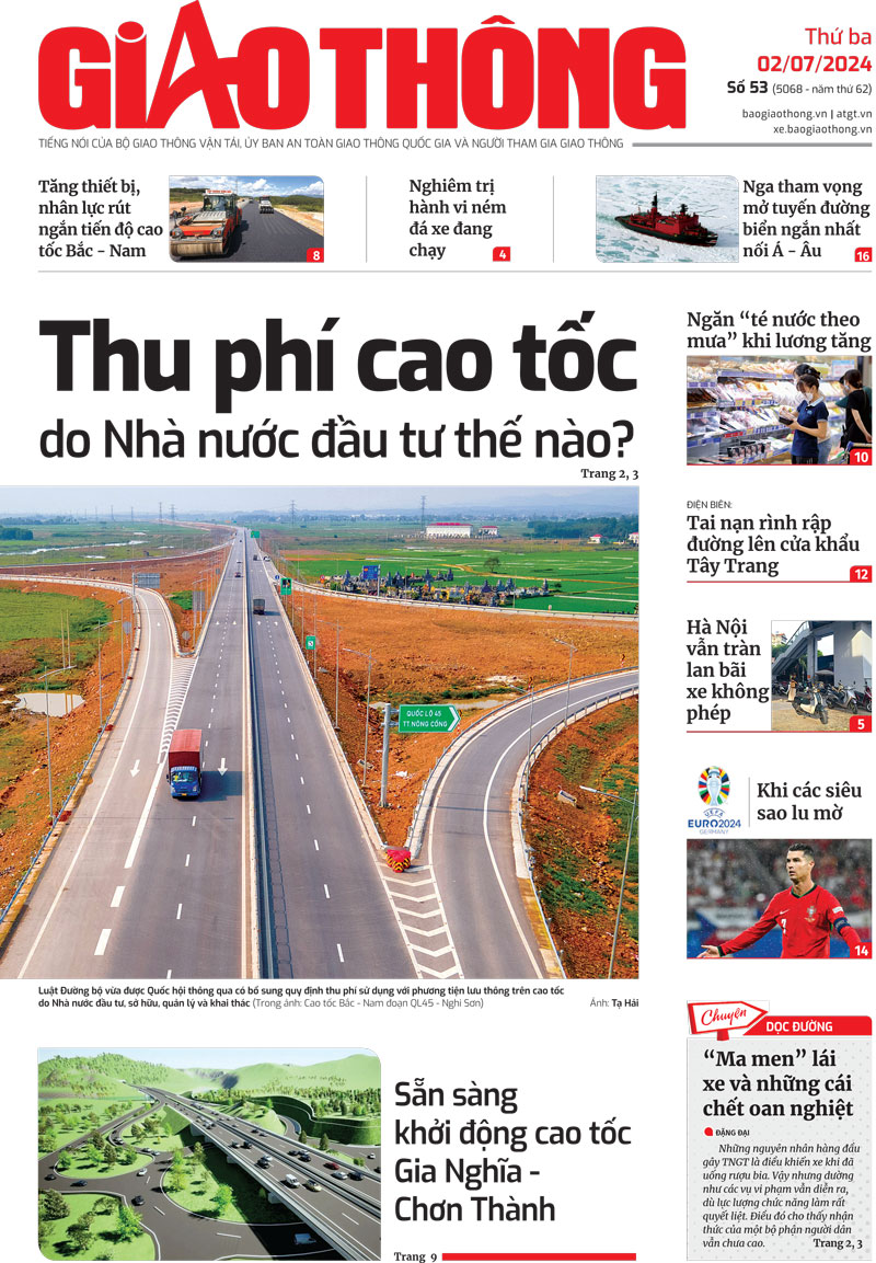 Trang nhất Báo Giao thông số 53 ra ngày 2/7/2024. Trang nhất Báo Giao thông số 53 ra ngày 2/7/2024.