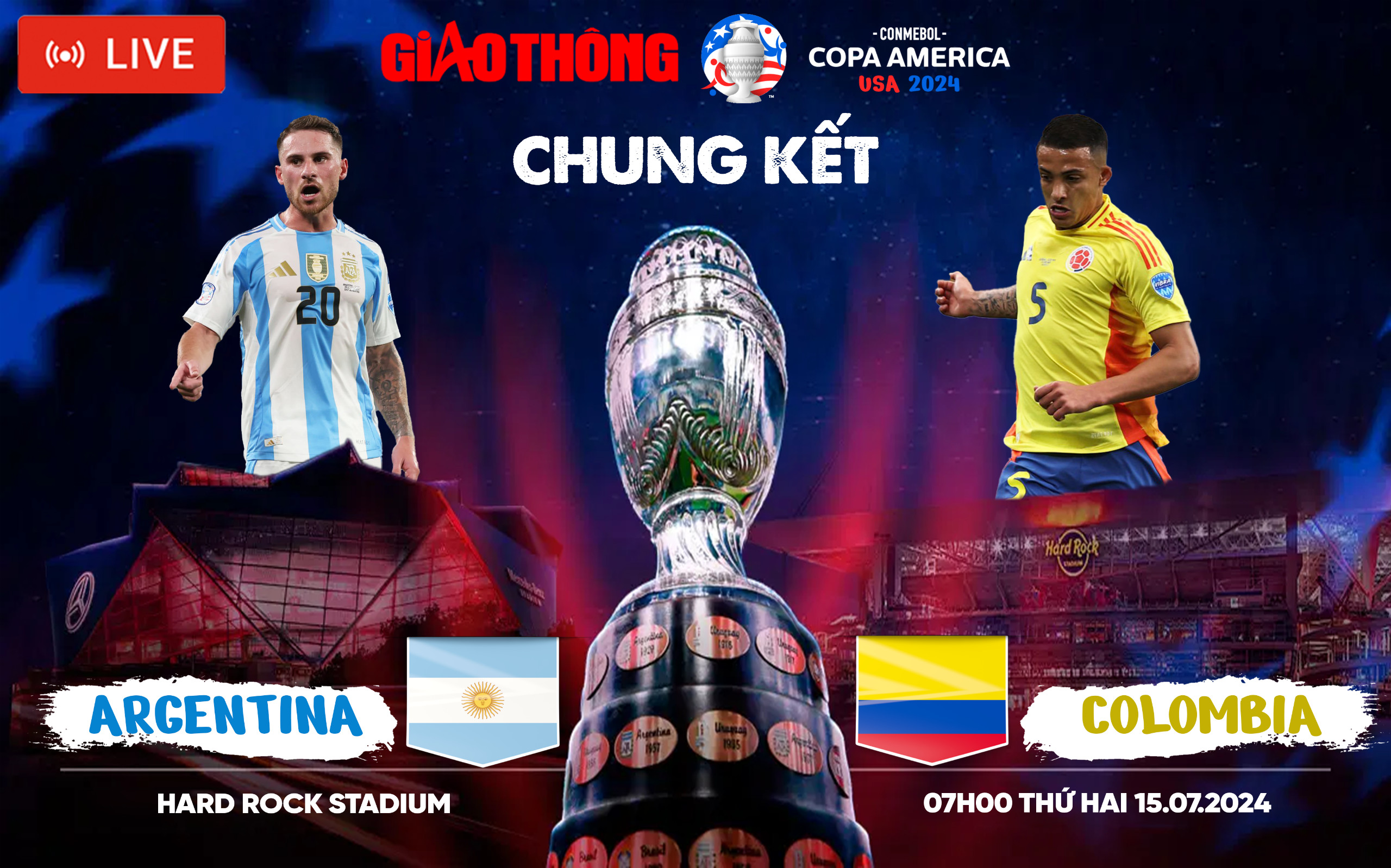 Link xem trực tiếp Argentina vs Colombia (7h ng&agrave;y 15/7), chung kết Copa America 2024- Ảnh 1.