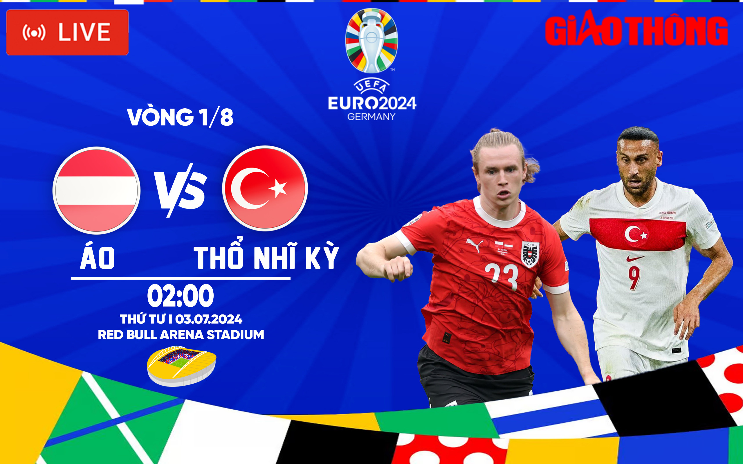 Trực tiếp &Aacute;o vs Thổ Nhĩ Kỳ (2h ng&agrave;y 3/7), v&ograve;ng 1/8 EURO 2024- Ảnh 1.