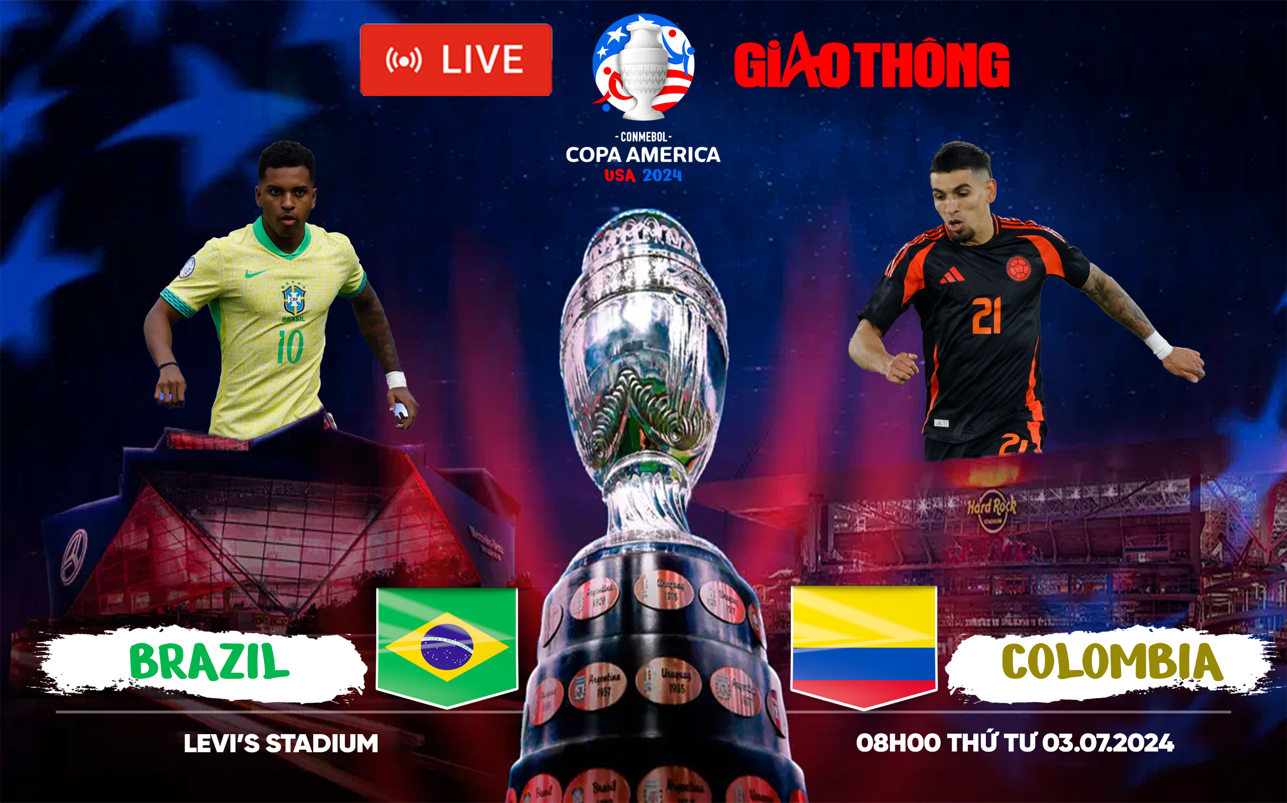 Link xem trực tiếp Brazil vs Colombia (8h ng&agrave;y 3/7), bảng D Copa America 2024- Ảnh 1.