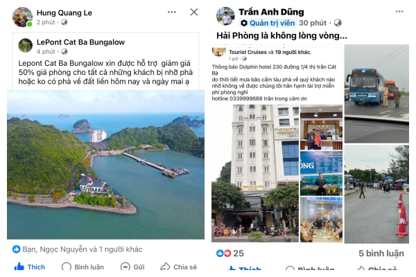 Nhiều kh&aacute;ch sạn ở C&aacute;t B&agrave; giảm, miễn ph&iacute; ph&ograve;ng cho du kh&aacute;ch mắc kẹt v&igrave; mưa b&atilde;o- Ảnh 1.