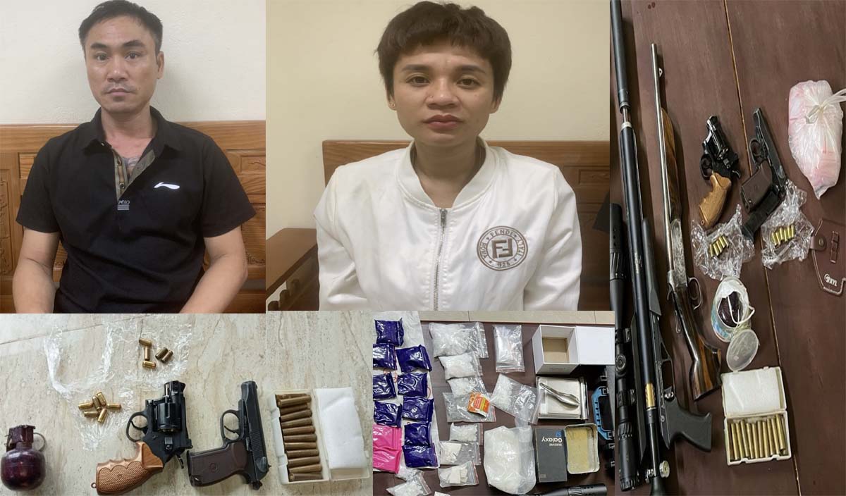 Vợ chồng hờ bu&ocirc;n ma t&uacute;y, găm s&uacute;ng v&agrave; lựu đạn để ph&ograve;ng th&acirc;n- Ảnh 1.