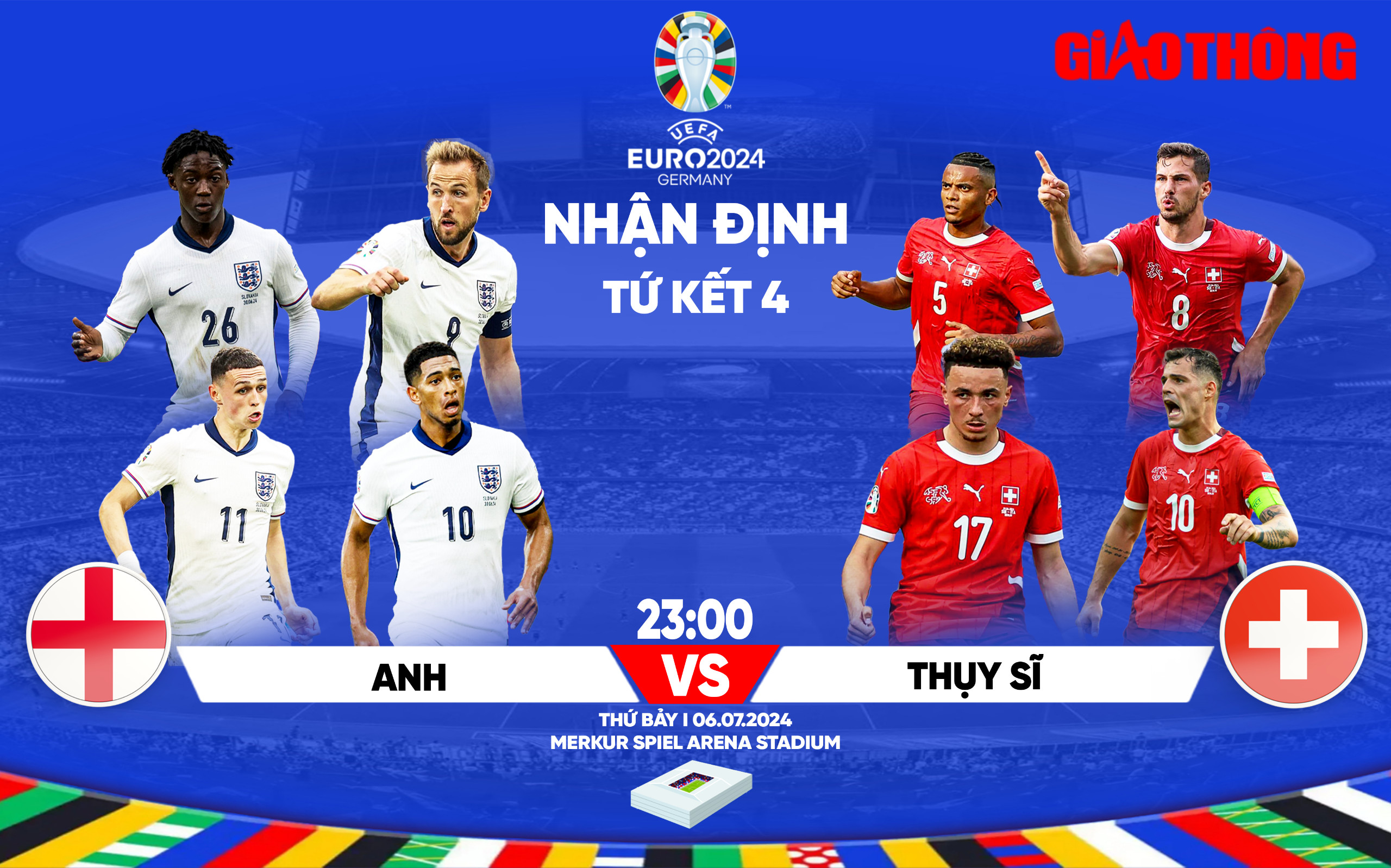 Nhận định Anh vs Thụy Sĩ (23h ng&agrave;y 6/7), tứ kết EURO 2024- Ảnh 1.