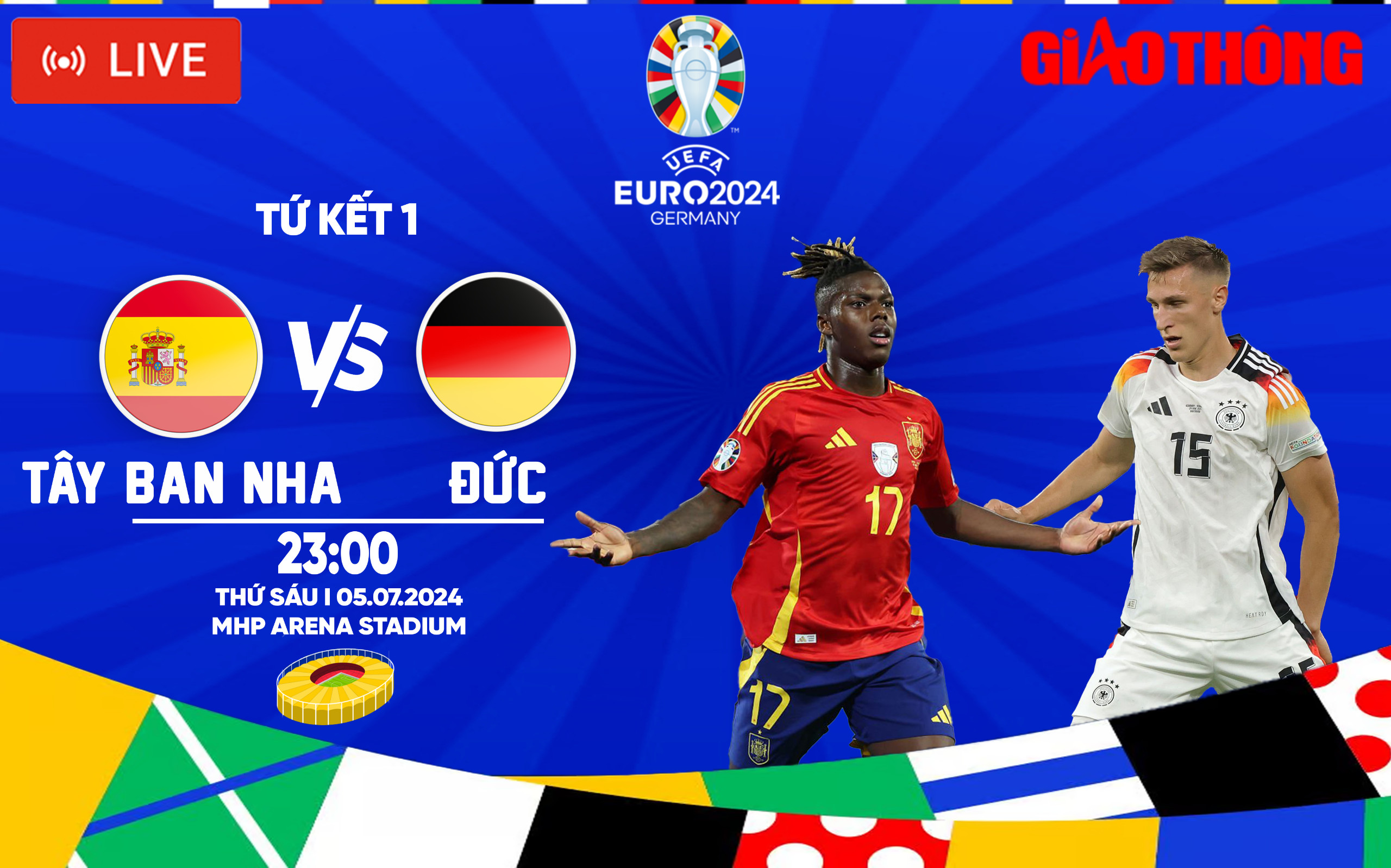 Link xem trực tiếp T&acirc;y Ban Nha vs Đức (23h ng&agrave;y 5/7), tứ kết EURO 2024- Ảnh 1.