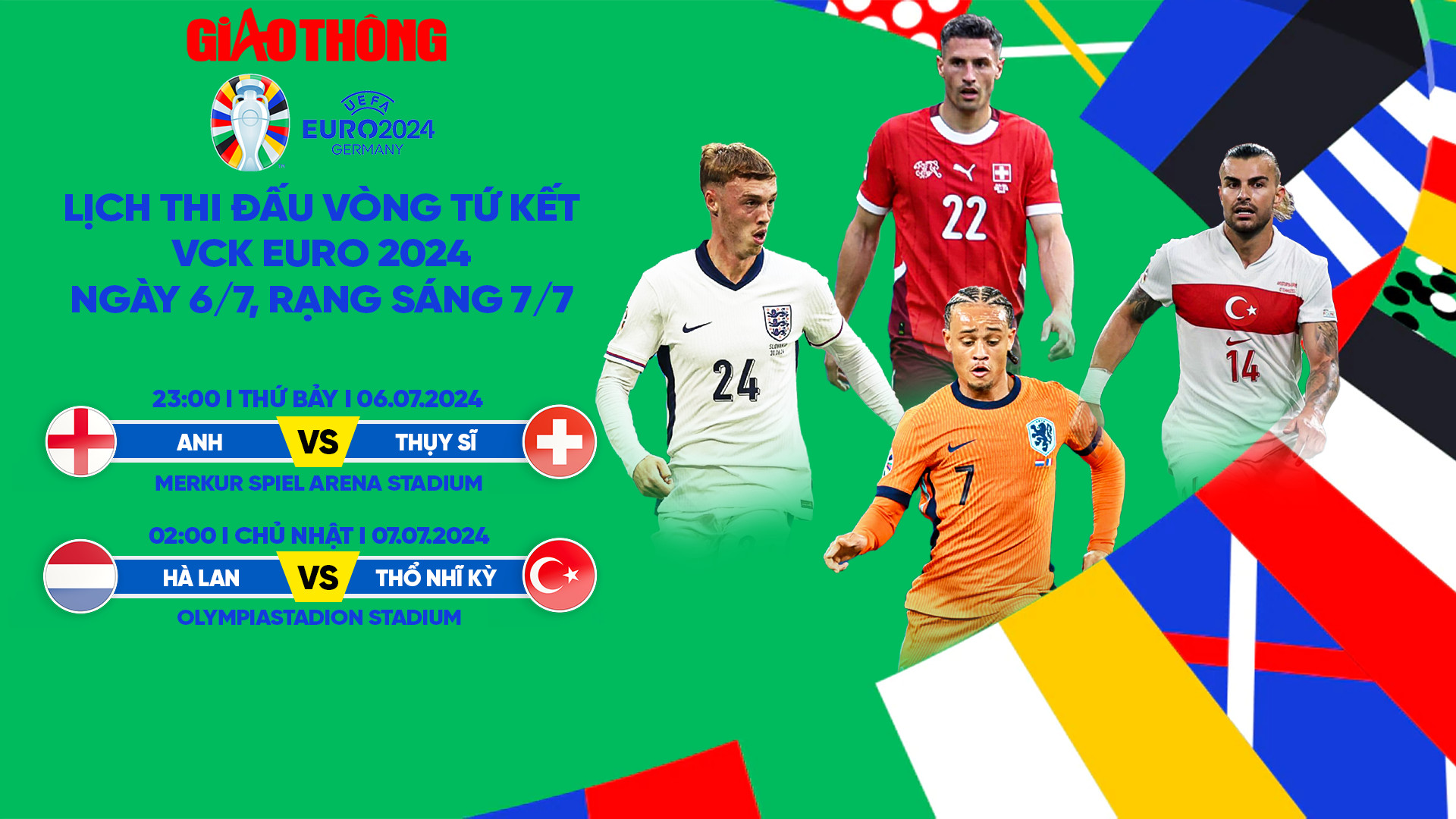 Lịch thi đấu b&oacute;ng đ&aacute; EURO 2024 ng&agrave;y 6/7, rạng s&aacute;ng 7/7- Ảnh 1.