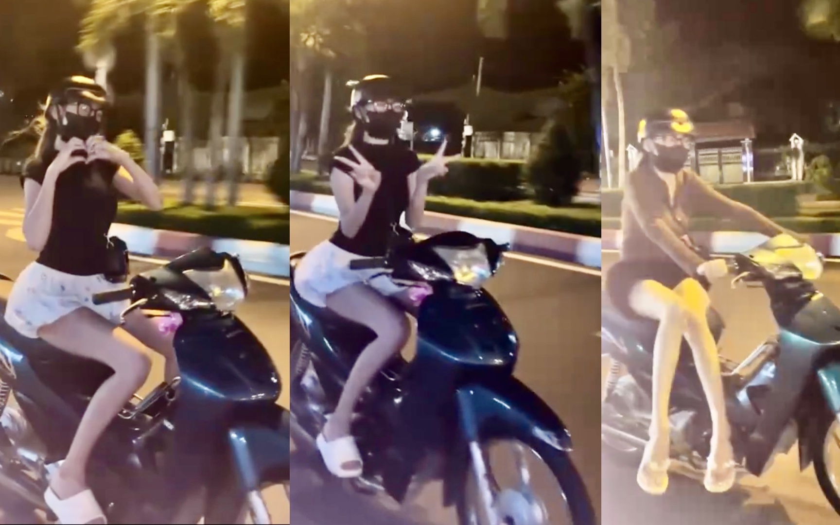 Bu&ocirc;ng hai tay m&uacute;a quạt khi điều khiển xe m&aacute;y, c&ocirc; g&aacute;i bị phạt hơn 14 triệu