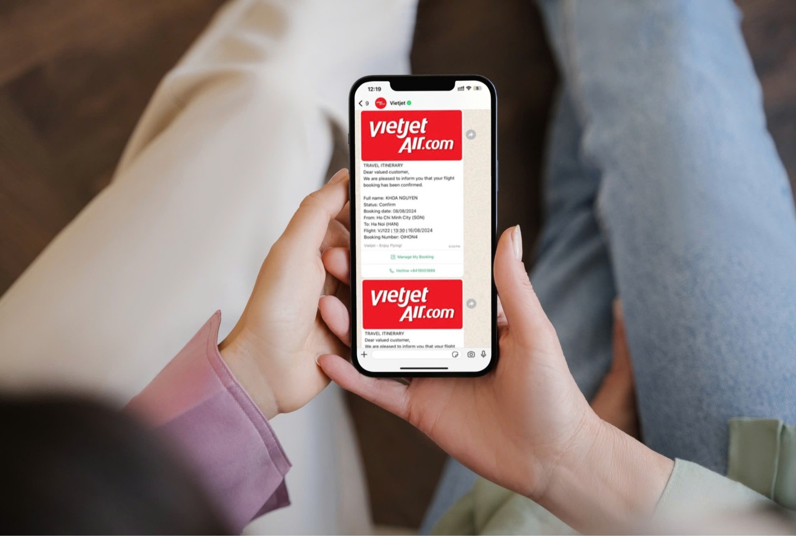 Nhận th&ocirc;ng b&aacute;o về chuyến bay của Vietjet qua Zalo, WhatsApp- Ảnh 1.