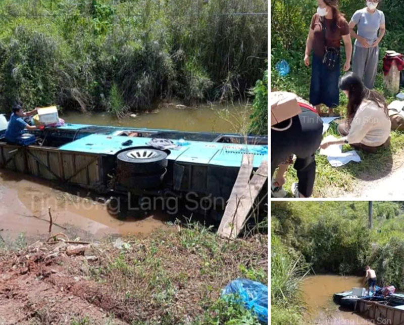 Hiện trường vụ tai nạn khiến h&agrave;nh kh&aacute;ch hoảng loạn.