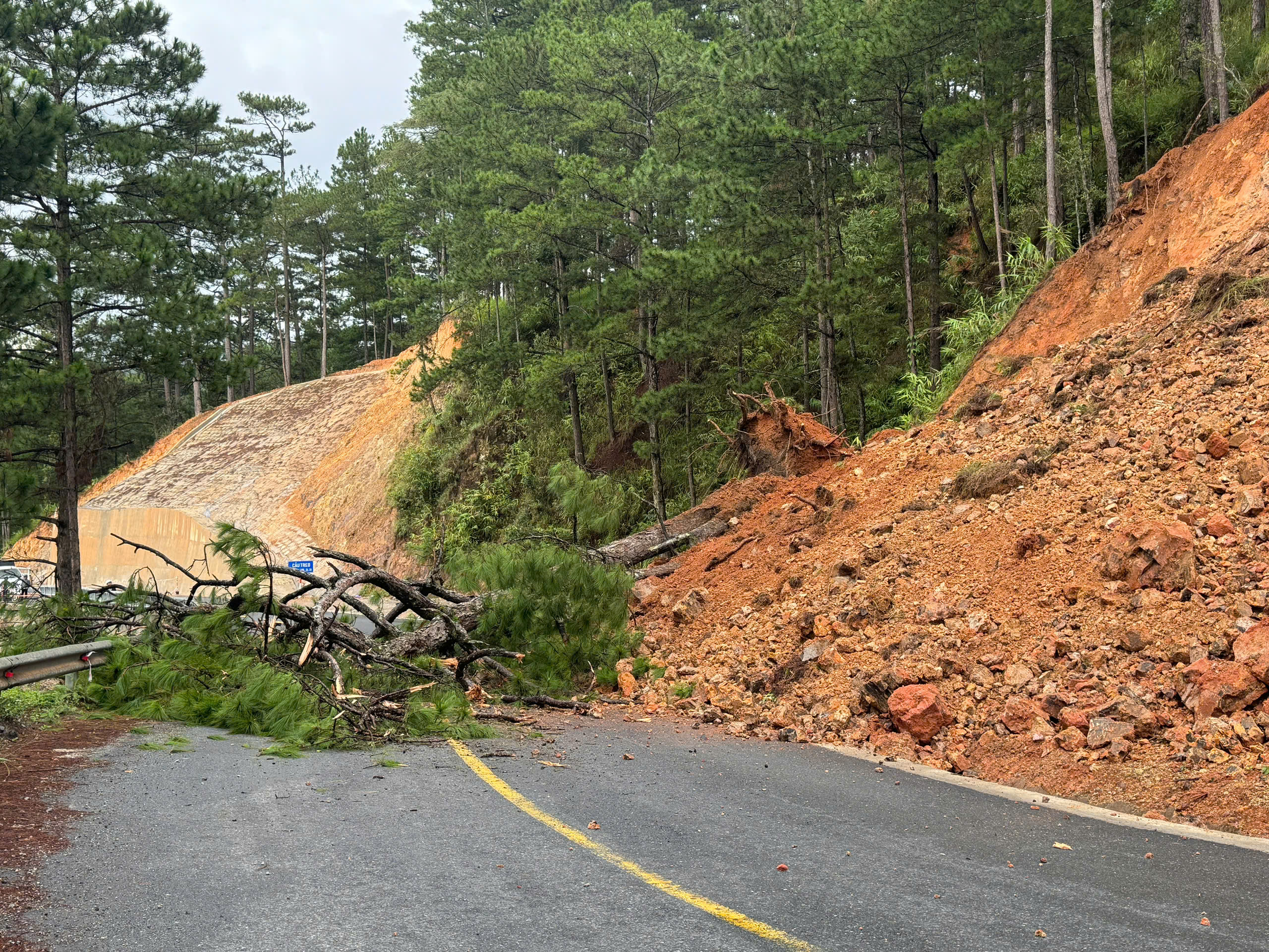 L&acirc;m Đồng: Sạt lở đ&egrave;o D'ran, quốc lộ 20 &aacute;ch tắc- Ảnh 2.