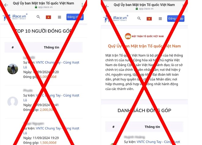 Cảnh b&aacute;o t&igrave;nh trạng giả mạo t&agrave;i khoản MTTQ Việt Nam k&ecirc;u gọi ủng hộ đồng b&agrave;o bị b&atilde;o lũ- Ảnh 1.