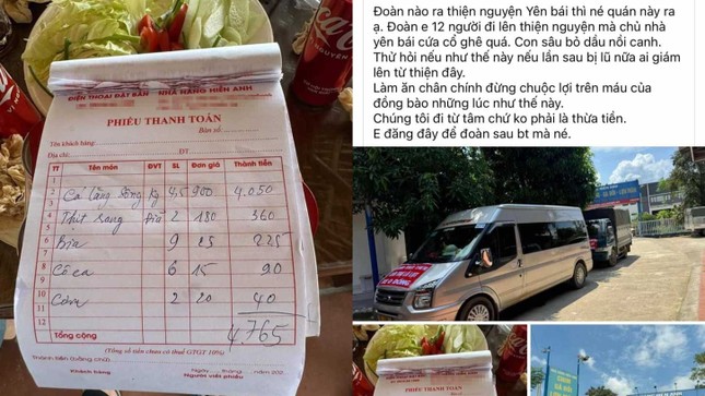 Kiểm tra nh&agrave; h&agrave;ng bị tố "chặt ch&eacute;m" đo&agrave;n từ thiện b&atilde;o lũ ở Y&ecirc;n B&aacute;i- Ảnh 2.