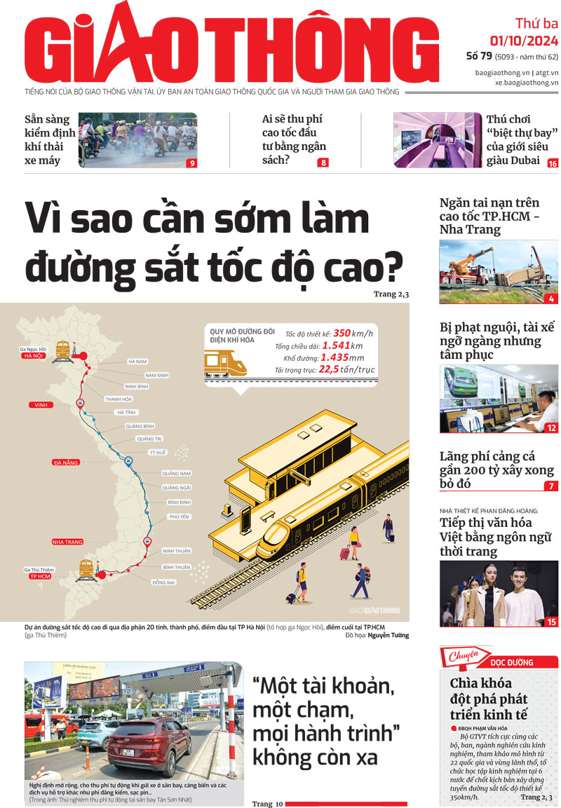 Trang nhất B&aacute;o Giao th&ocirc;ng số 79 ra ng&agrave;y 1/10/2024.