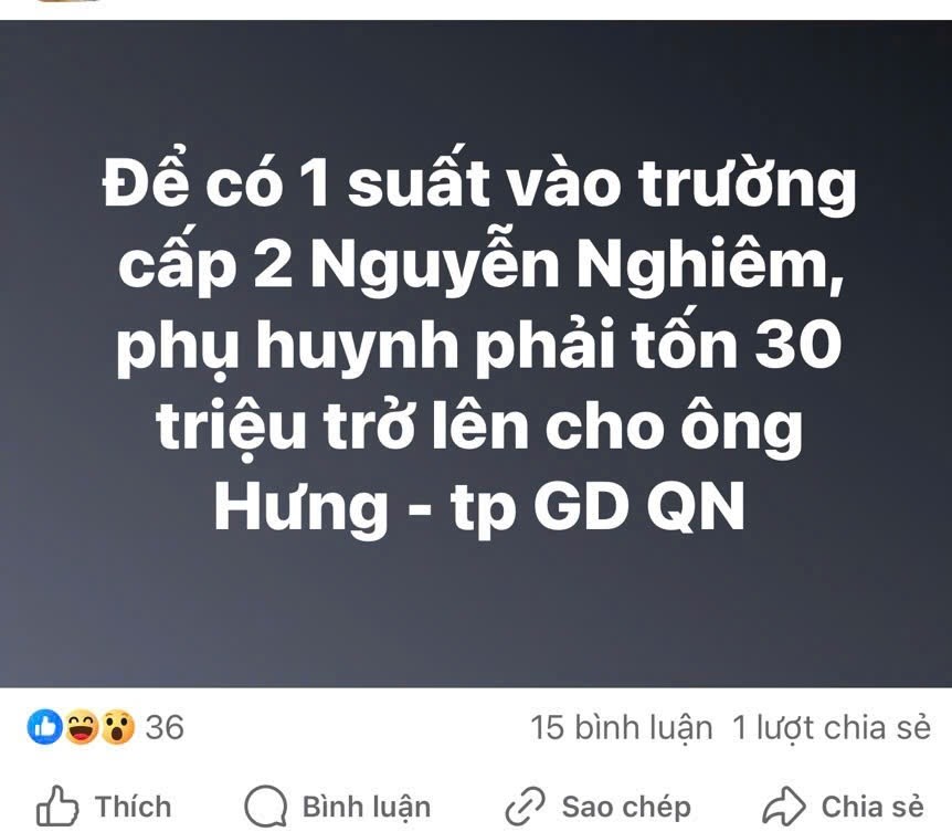 Trưởng ph&ograve;ng gi&aacute;o dục b&aacute;o c&ocirc;ng an khi bị tung tin nhận 30 triệu chạy suất trường điểm- Ảnh 1.