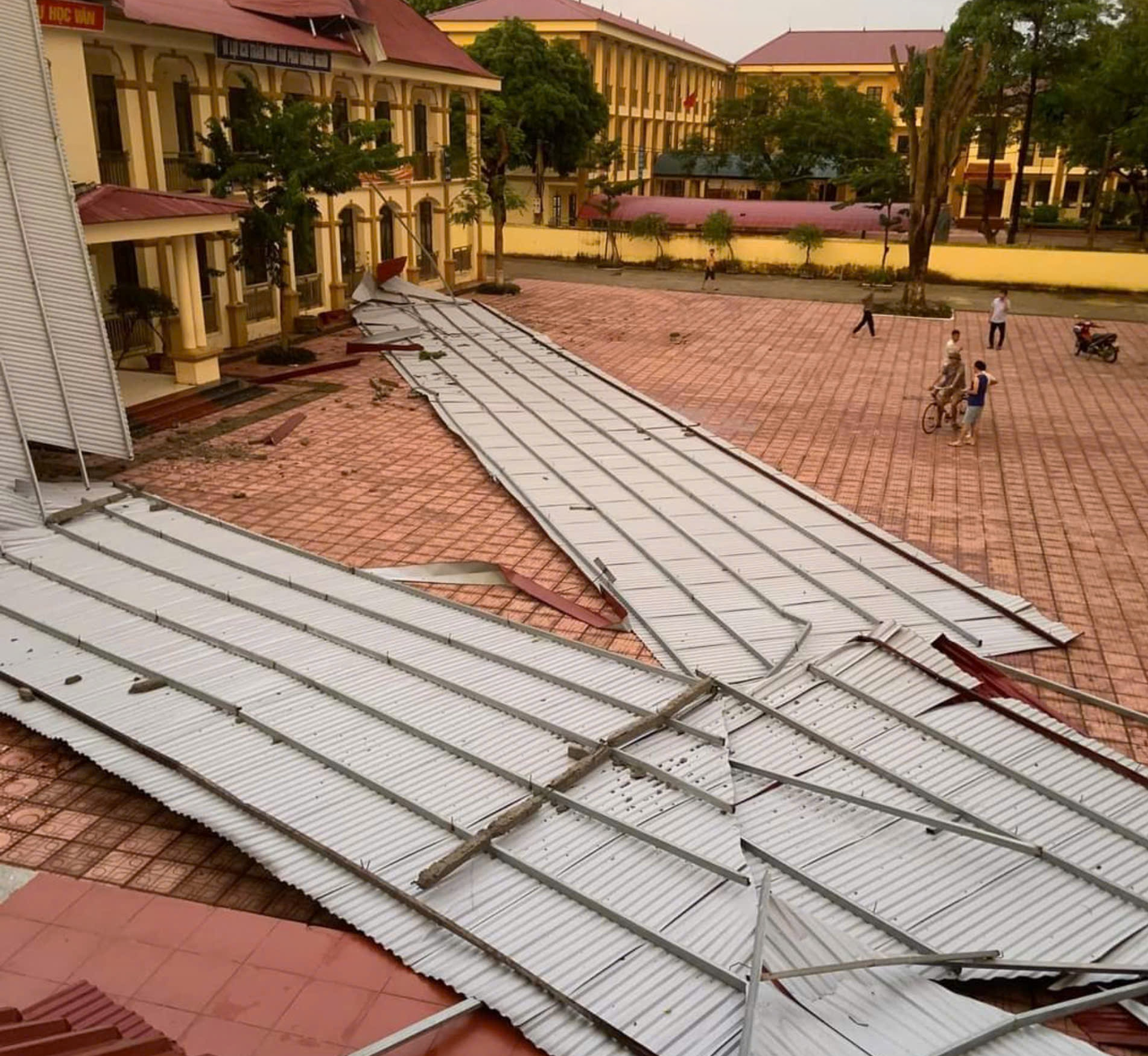 Mưa gi&ocirc;ng tại Vĩnh Ph&uacute;c l&agrave;m đổ c&acirc;y tại nhiều tuyến đường, tốc m&aacute;i trường học- Ảnh 1.