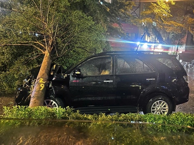 CSGT giải cứu t&agrave;i xế &ocirc; t&ocirc; ngất xỉu v&igrave; bị c&acirc;y đổ tr&uacute;ng trong đ&ecirc;m b&atilde;o- Ảnh 1.