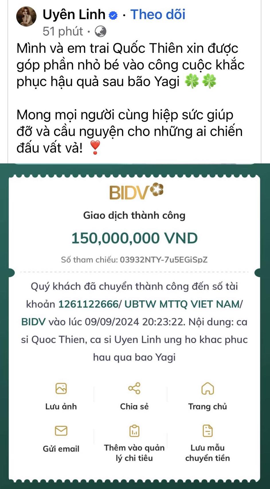 T&ugrave;ng Dương, Uy&ecirc;n Linh v&agrave; nghệ sĩ Việt ủng hộ đồng b&agrave;o v&ugrave;ng b&atilde;o lũ sau b&atilde;o Yagi- Ảnh 3.