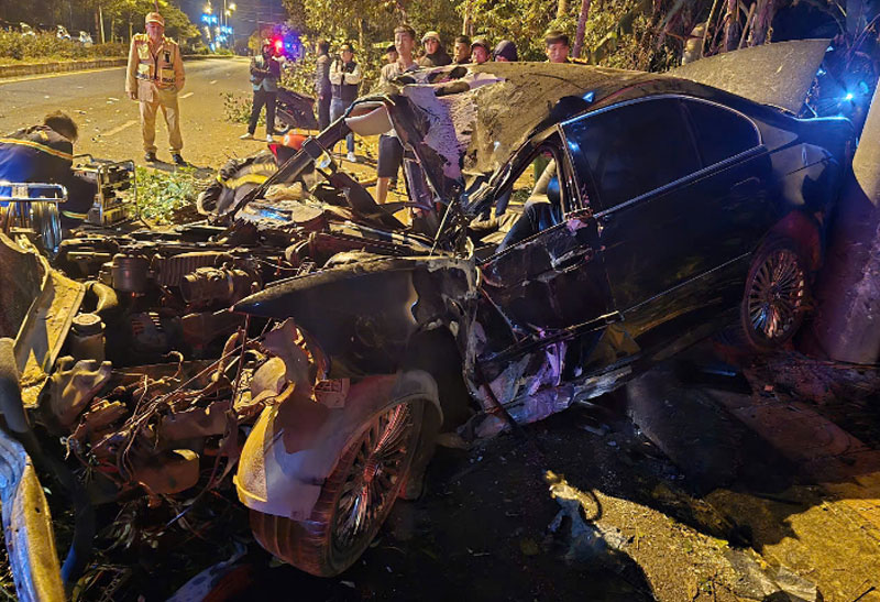 Chiếc &ocirc; t&ocirc; tại hiện trường vụ tai nạn.