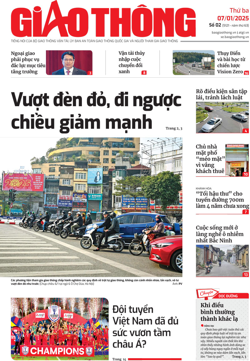 Trang nhất Báo Giao thông số 2 ra ngày 7/1/2025. Trang nhất Báo Giao thông số 2 ra ngày 7/1/2025.