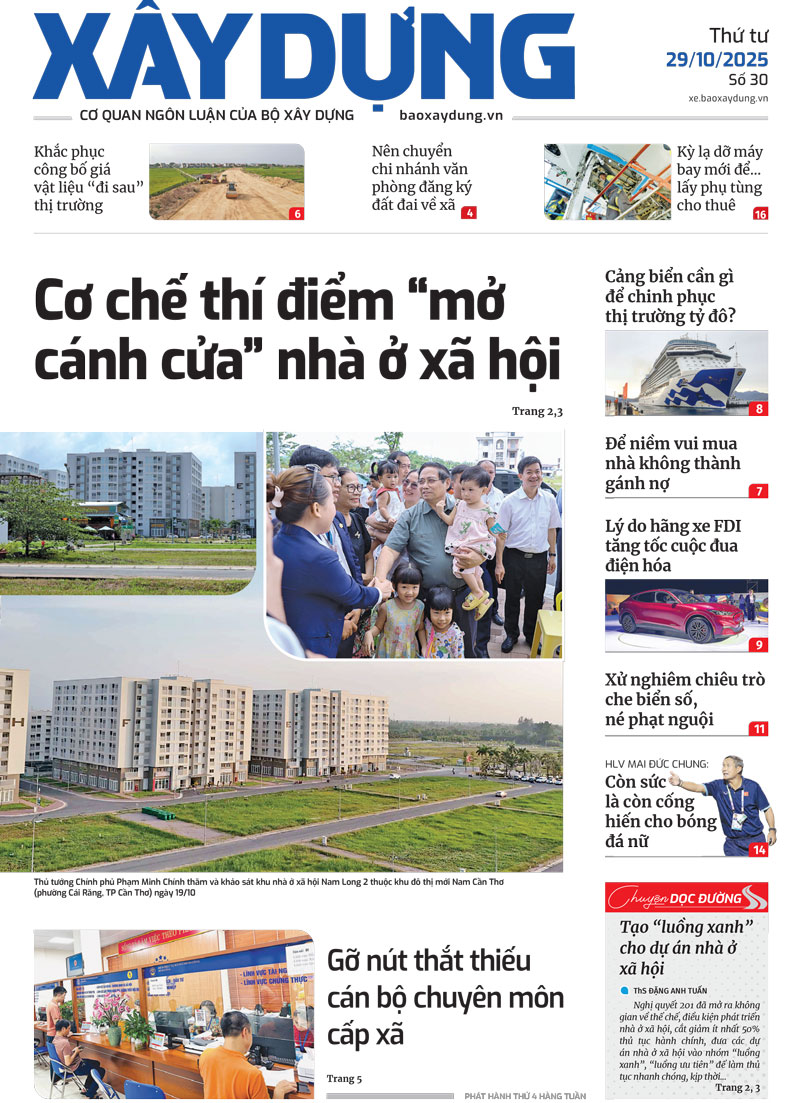 Trang nhất B&aacute;o X&acirc;y dựng số 30 ra ng&agrave;y 29/10/2025.