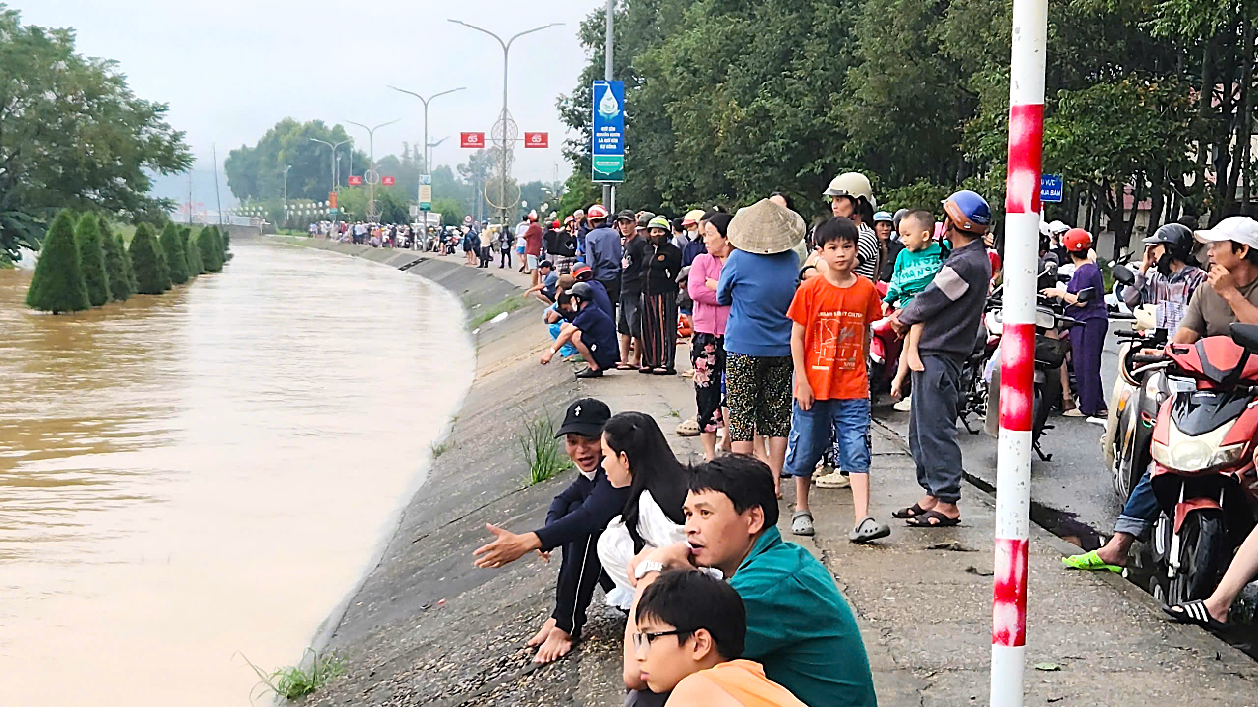 Hàng nghìn người dân Quảng Ngãi đổ ra bờ sông xem... nước lũ- Ảnh 8. Hàng nghìn người dân Quảng Ngãi đổ ra bờ sông xem... nước lũ- Ảnh 8.
