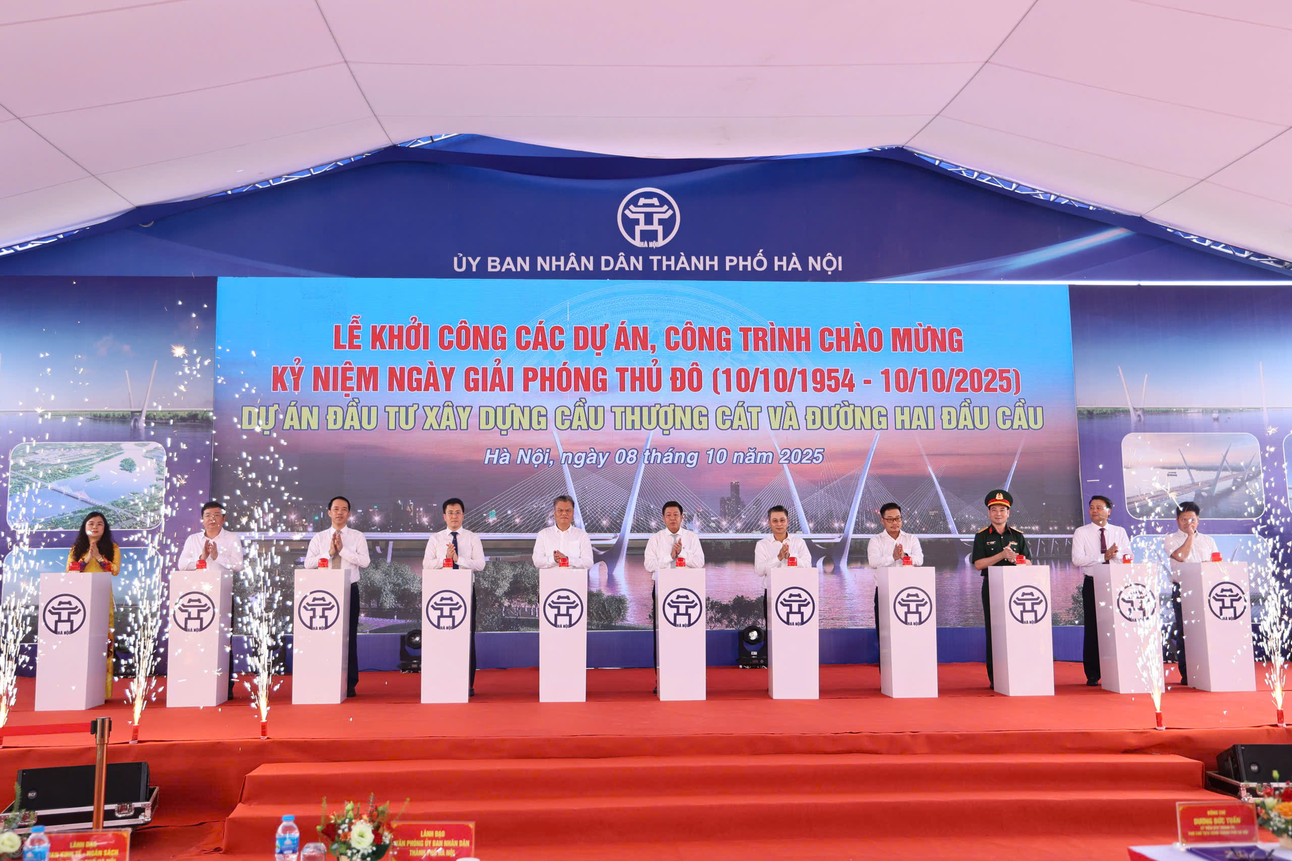 Khởi c&ocirc;ng cầu Thượng C&aacute;t hơn 7.300 tỷ đồng bắc qua s&ocirc;ng Hồng- Ảnh 1.