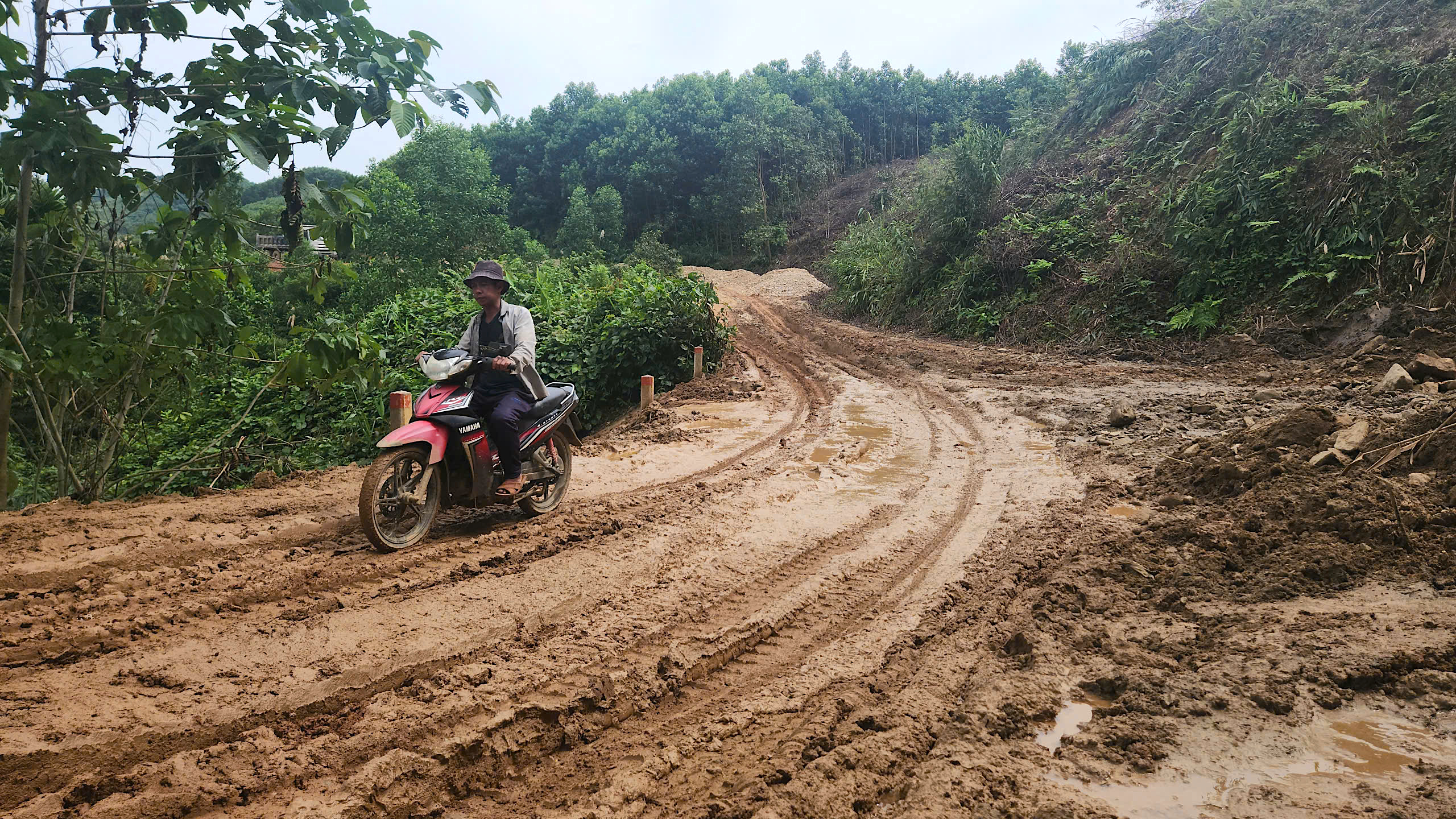 Hai tuần sau mưa lũ, đường huyết mạch ở x&atilde; miền n&uacute;i Quảng Ng&atilde;i vẫn bị chia cắt- Ảnh 12.
