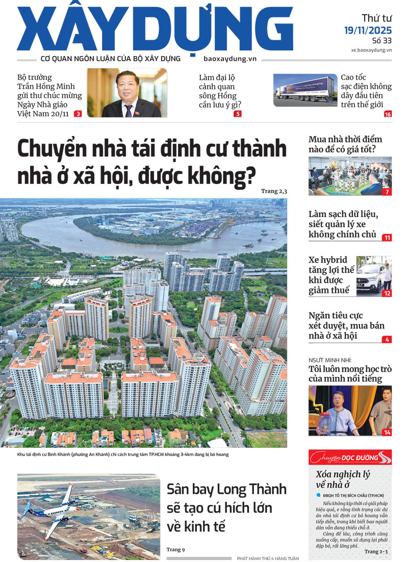 Trang nhất B&aacute;o X&acirc;y dựng số 33 ra ng&agrave;y 19/11/2025.