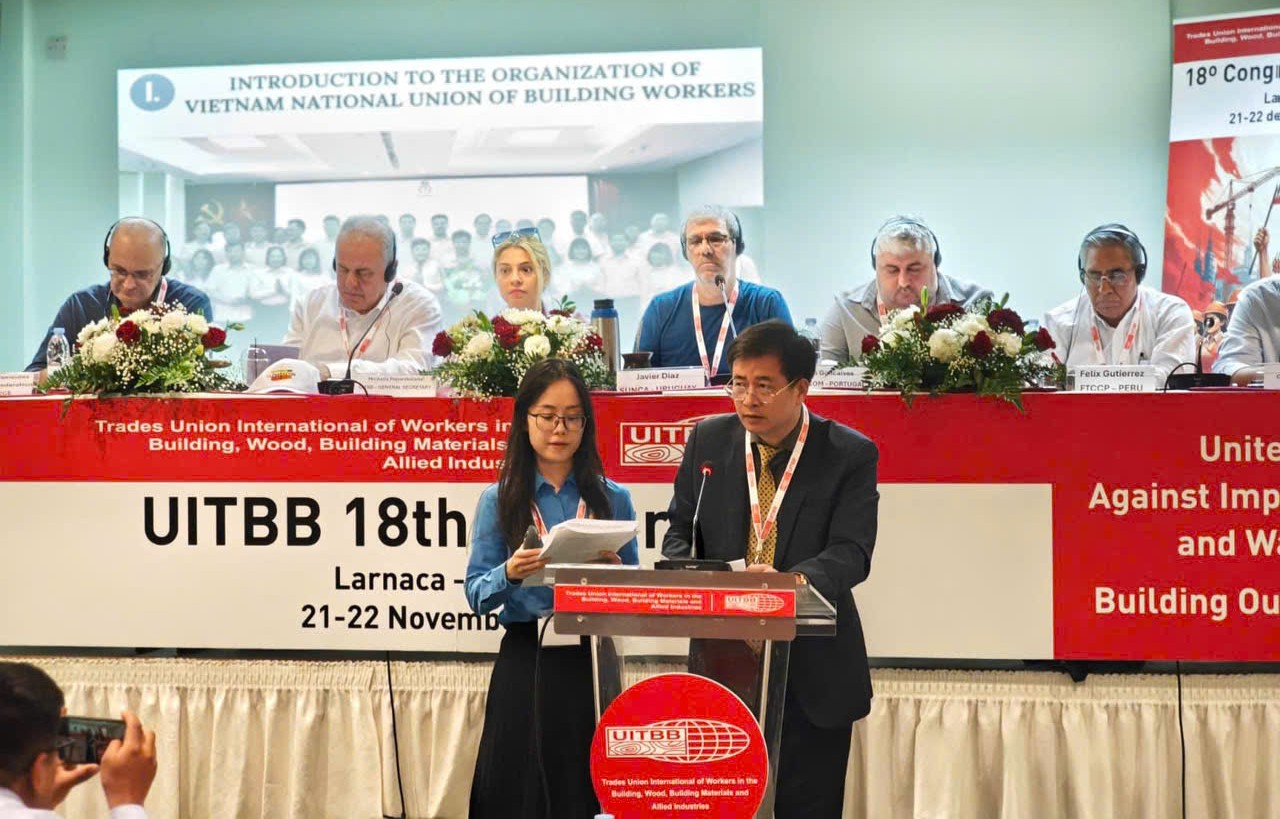 C&ocirc;ng đo&agrave;n X&acirc;y dựng VN dự Đại hội C&ocirc;ng đo&agrave;n X&acirc;y dựng, Vật liệu x&acirc;y dựng v&agrave; Gỗ quốc tế- Ảnh 1.