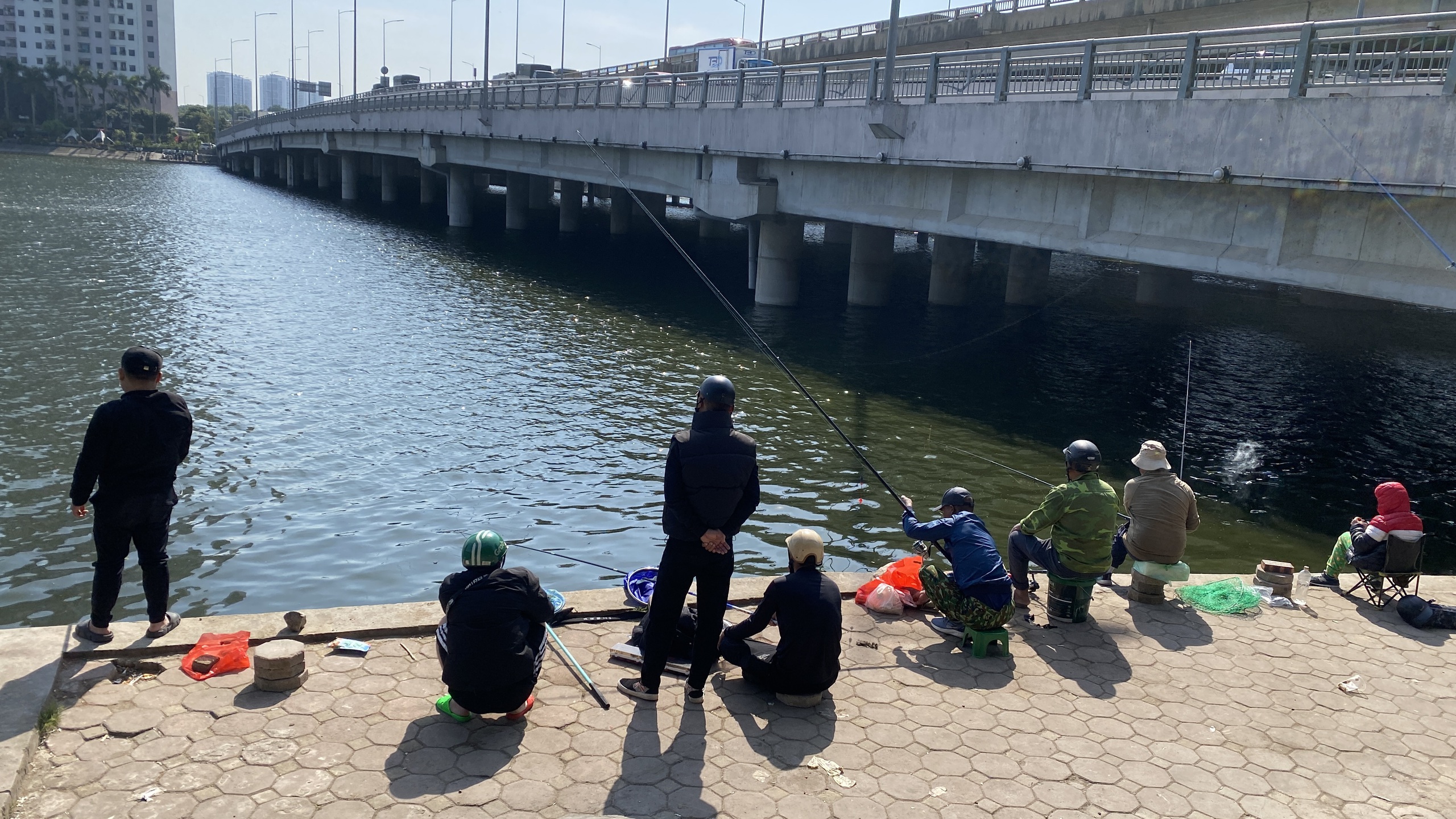 Hồ Linh Đàm ngập ngụa rác, công nhân căng mình dọn dẹp- Ảnh 4. Hồ Linh Đàm ngập ngụa rác, công nhân căng mình dọn dẹp- Ảnh 4.