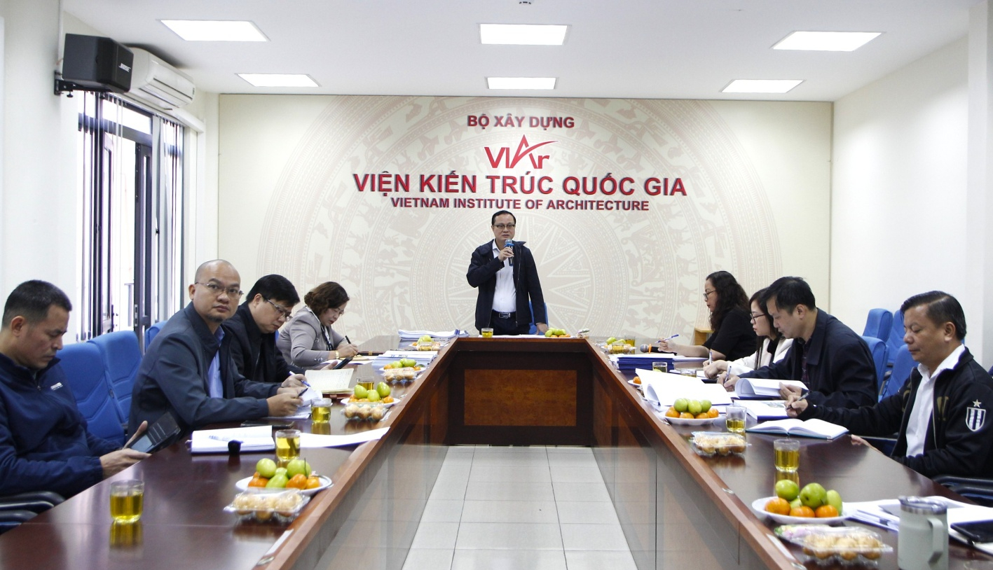 TS.KTS Hồ Ch&iacute; Quang, Viện trưởng Viện Kiến tr&uacute;c quốc gia ph&aacute;t biểu chỉ đạo tại cuộc họp.