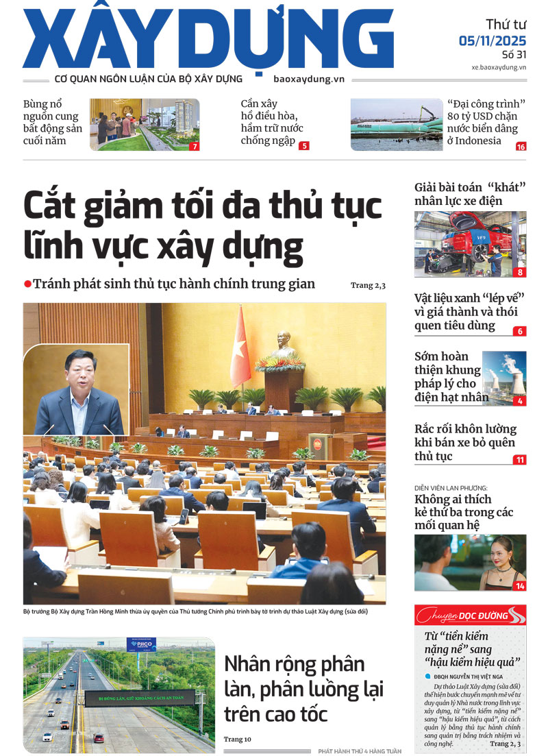 Trang nhất B&aacute;o X&acirc;y dựng số 31 ra ng&agrave;y 5/11/2025.