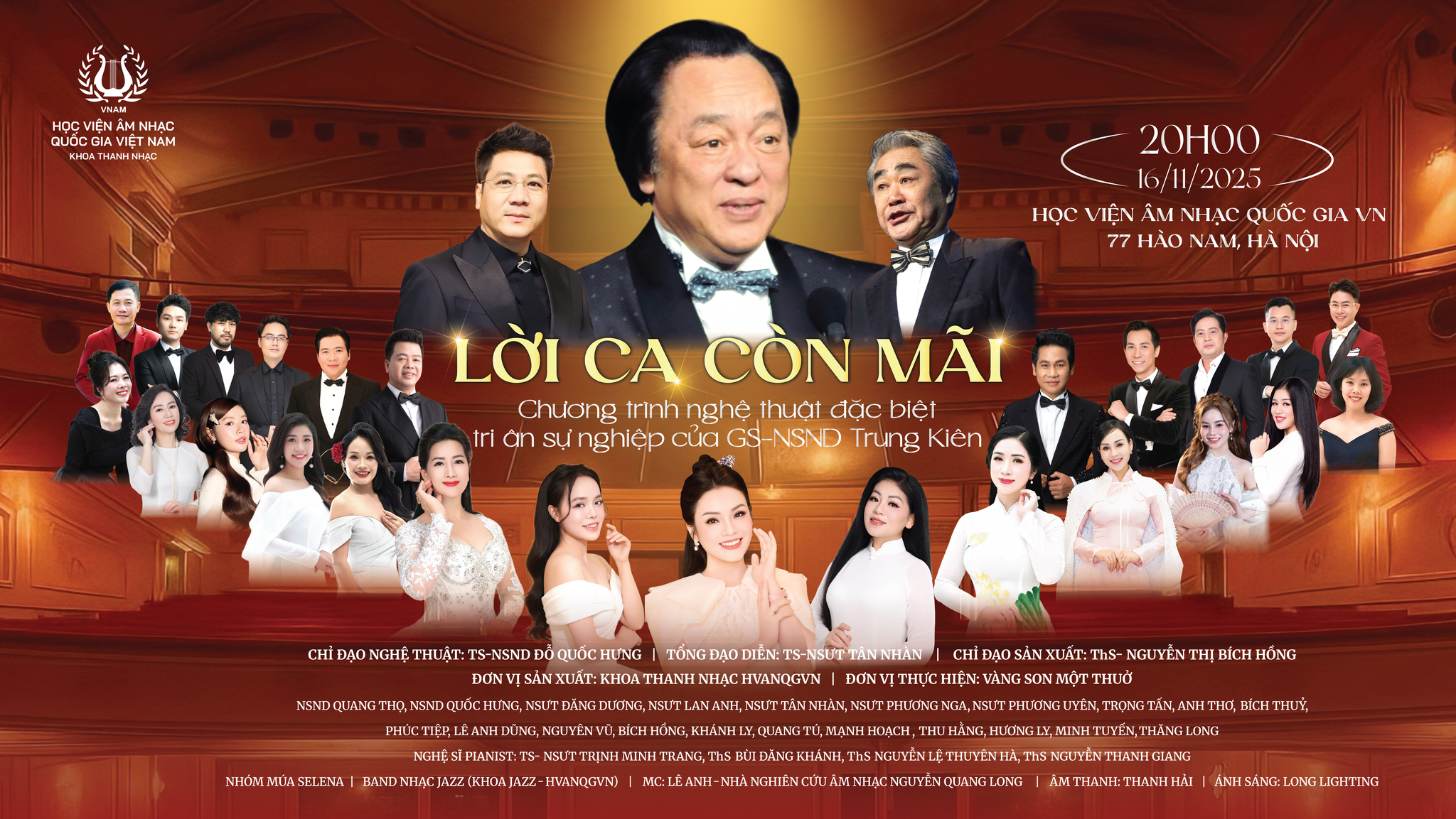 C&aacute;c thế hệ học tr&ograve; tri &acirc;n NSND Trung Ki&ecirc;n trong đ&ecirc;m nhạc "Lời ca c&ograve;n m&atilde;i"- Ảnh 2.