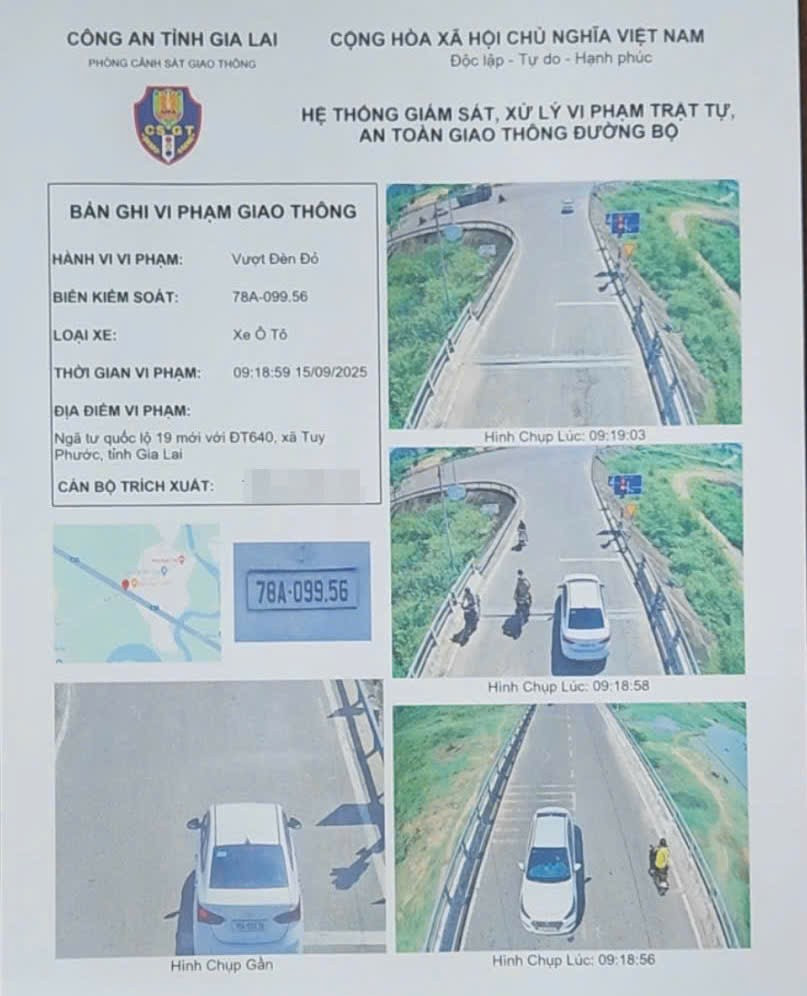 Camera giao th&ocirc;ng Gia Lai "bắt" 55 vụ vượt đ&egrave;n đỏ, phạt hơn 1 tỷ đồng trong một th&aacute;ng- Ảnh 1.