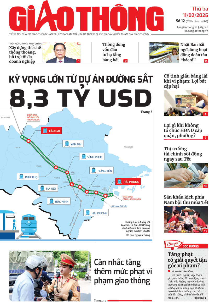 Trang nhất B&aacute;o Giao th&ocirc;ng số 12 ra ng&agrave;y 11/2/2025.