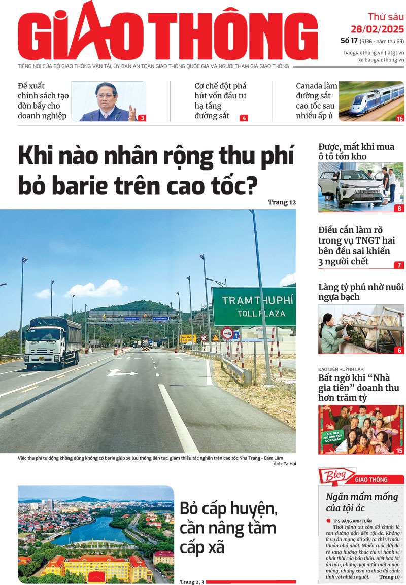 Trang nhất B&aacute;o Giao th&ocirc;ng số 17 ra ng&agrave;y 28/2/2025.