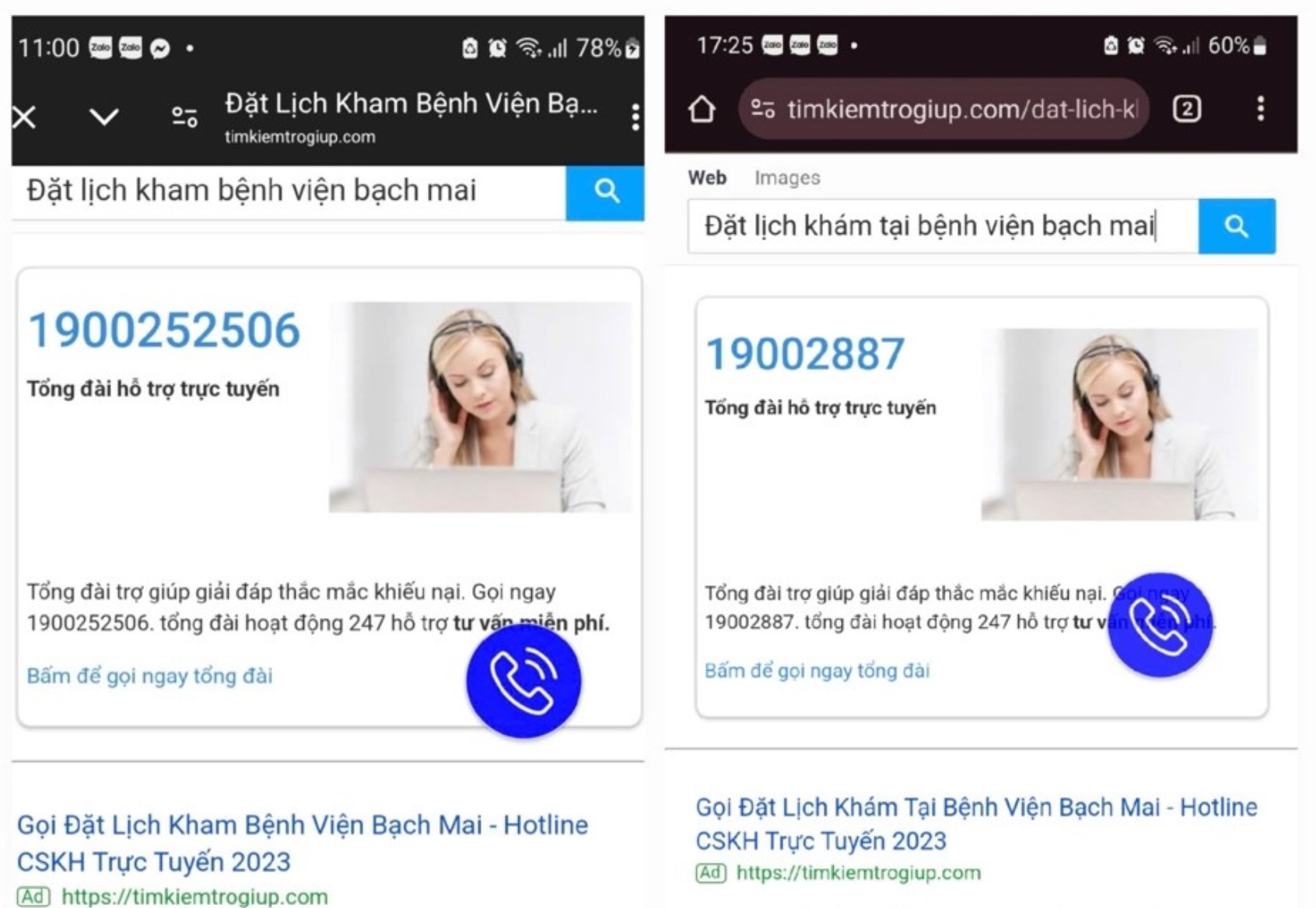 Đặt lịch kh&aacute;m online, nhiều người bị lừa bởi đường d&acirc;y n&oacute;ng giả mạo BV Bạch Mai- Ảnh 1.