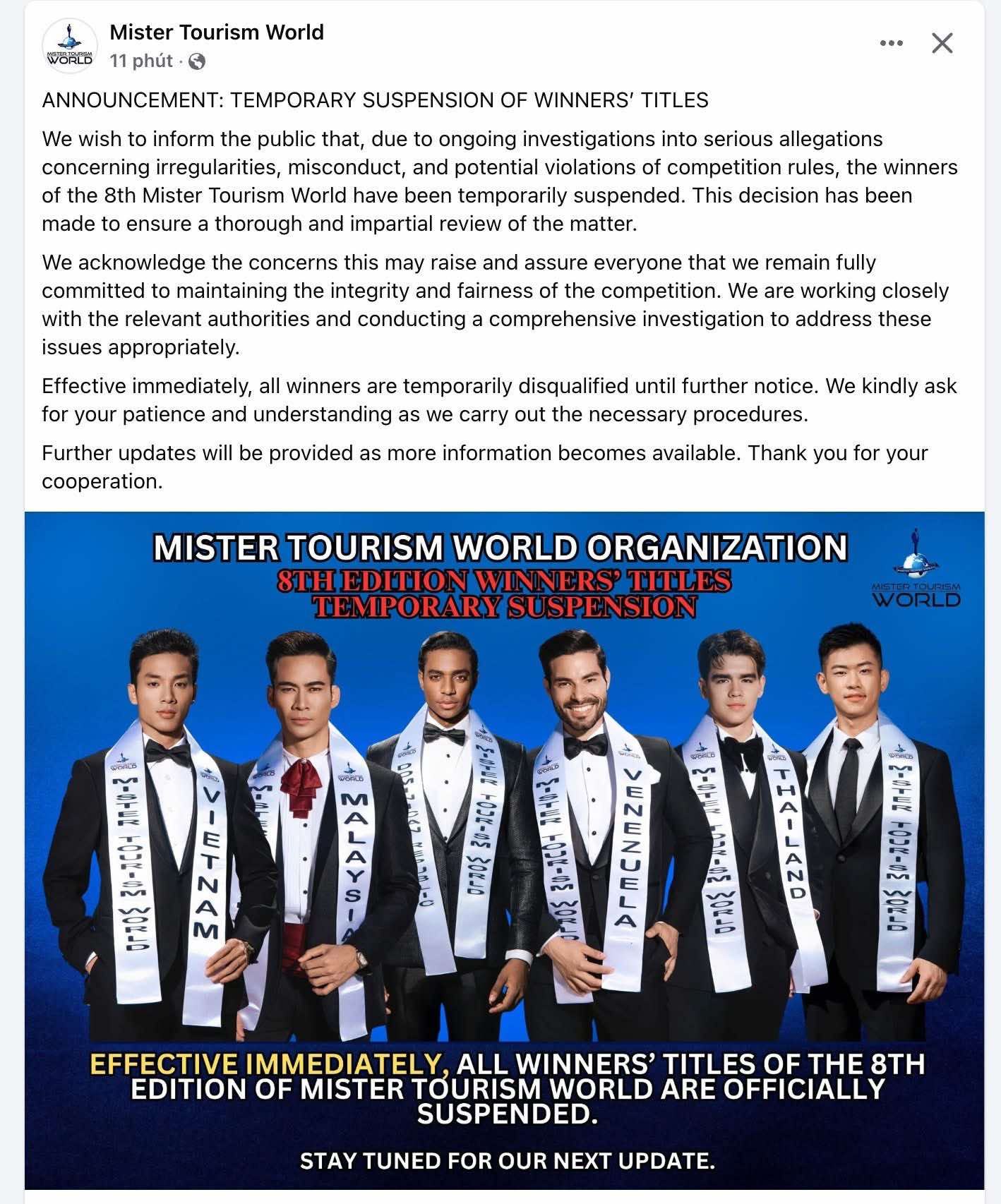 Ban tổ chức Mister Tourism World 2025 tại Việt Nam b&aacute;c bỏ th&ocirc;ng tin tước danh hiệu- Ảnh 3.
