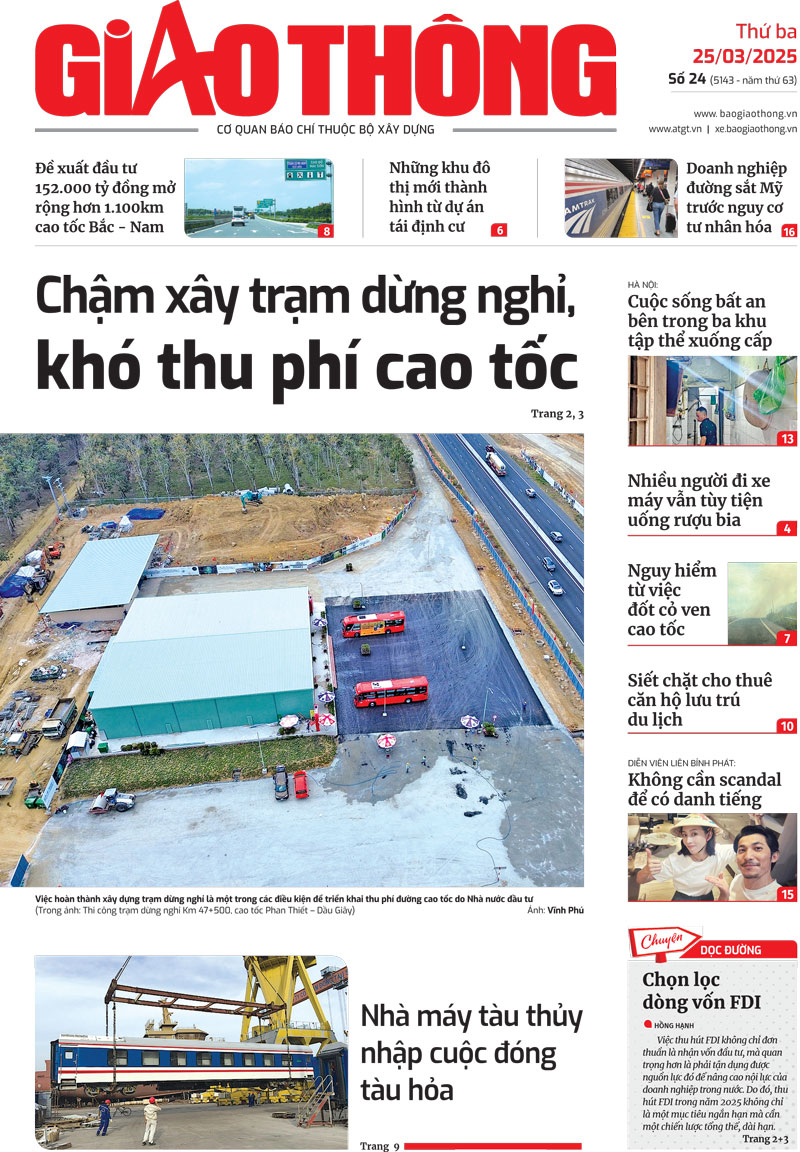 Trang nhất Báo Giao thông số 24 ra ngày 25/3/2025. Trang nhất Báo Giao thông số 24 ra ngày 25/3/2025.