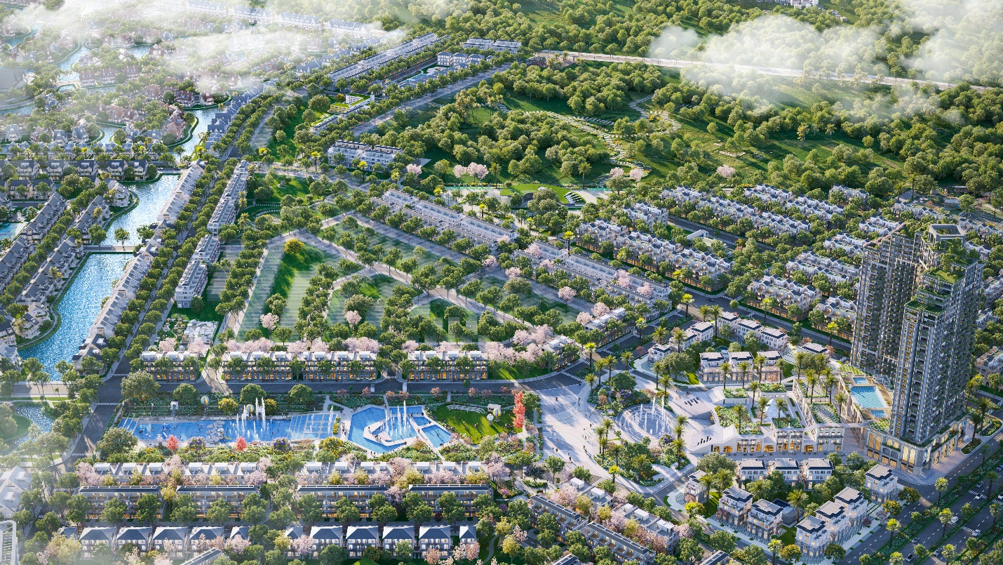 An aerial view of a town  Description automatically generated
